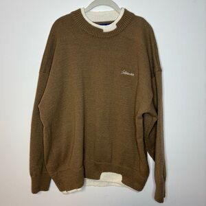 Aelfric Eden Sweater Men’s L Crewneck Neutral Minimalist Tan and White